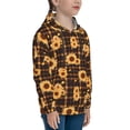 thumbnail image 3 of Salouo Brown Plaid Sunflower Pattern Hoodie Sweatshirt for Youth, Fall Pullover Hoodie Sweatshirt Long-Sleeve Pullover Hooded Sweatshirt-Small, 3 of 6