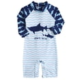 thumbnail image 2 of WIBACKER Toddler Baby Boys UPF 50+ Shark Long Sleeve One Piece Rash Guard Infant Swimsuit with Zipper Bathing Suit, 2 of 7