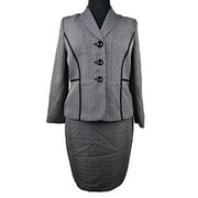 New Le Suit Women's Petite Black/multi Textured St. Germain Two Piece Skirt Suit 14p