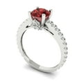 thumbnail image 2 of Clara Pucci 14K White Gold Solid Gold Garnet Solitaire with Accents Anniversary Ring for Women - 1.465 cttw Round Cut, 2 of 8