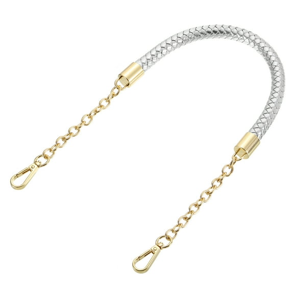Uxcell 60cm/23.6" Braided Leather Purse Replacement Handle Strap for Handbag, Silver