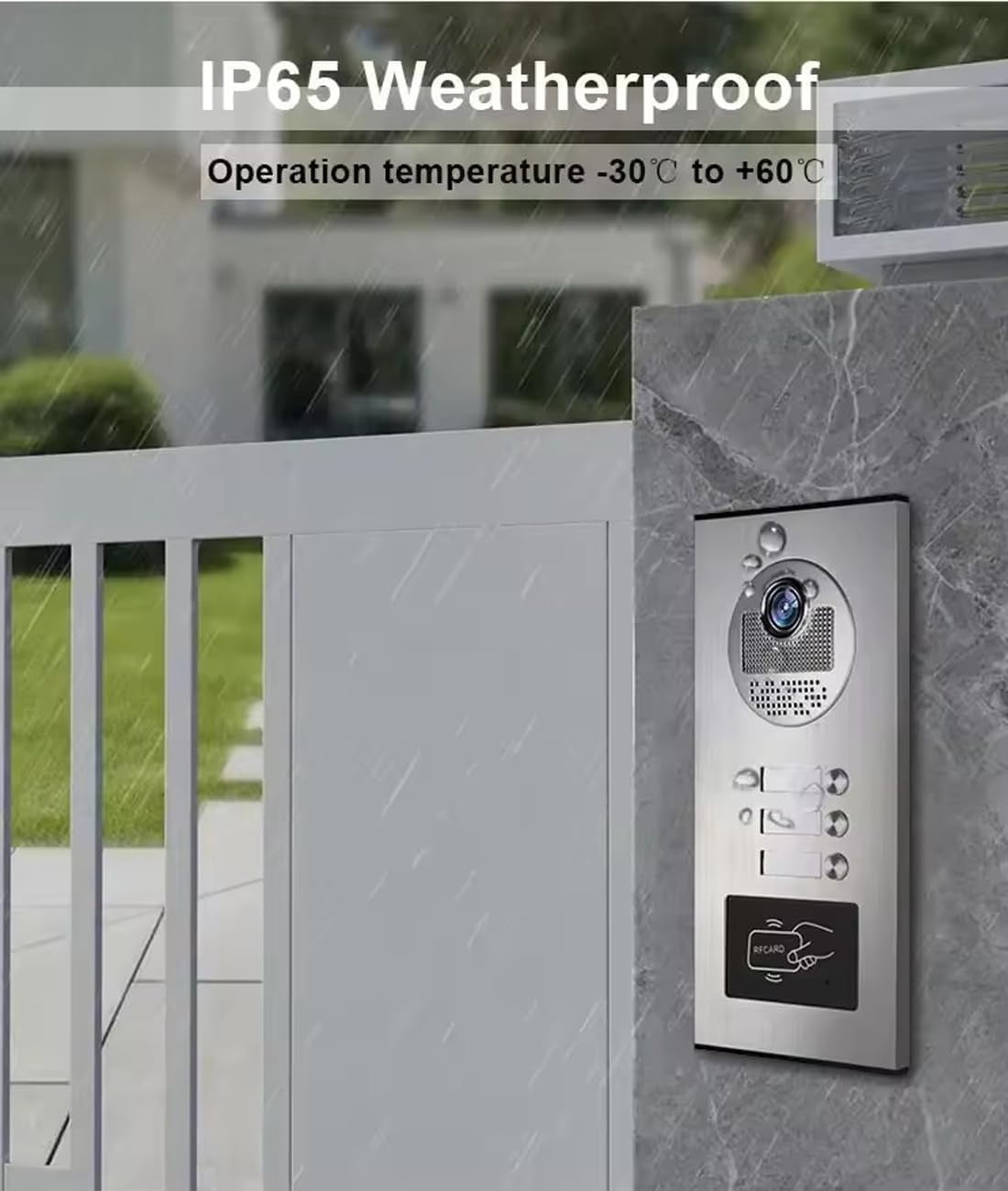 Video Apartment Intercom System,4 Units 7 inch Monitor Wired Video Door Phone Kit,Indoor Outdoor Video Doorbell,ID Keyfobs Unlock,2 Way Audio,6-Screen for Home Apartment