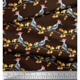 thumbnail image 2 of Soimoi Brown Rayon Fabric Autumn Leaves & Woodpecker Bird Print Fabric by Yard 42 Inch Wide, 2 of 3
