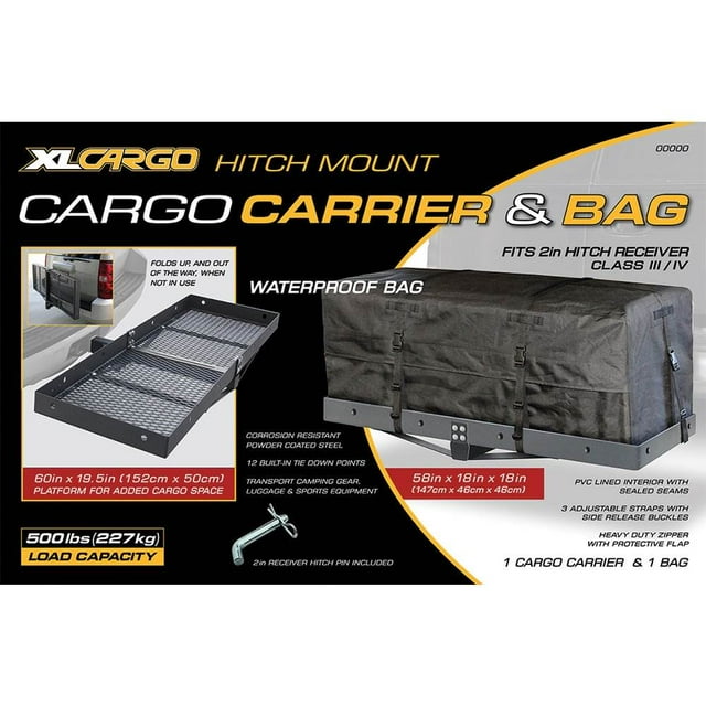 CargoLoc 32510 Heavy Duty 58 Inch PVC Lined Cargo Bag for Hitch Mount Carrier