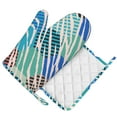 thumbnail image 1 of DouZhe Oven Mitts and Pot Holders Sets, Colorful Zebra Stripes Prints Non-Slip Heat Resistant Kitchen Oven Silicone Glove, 1 of 7