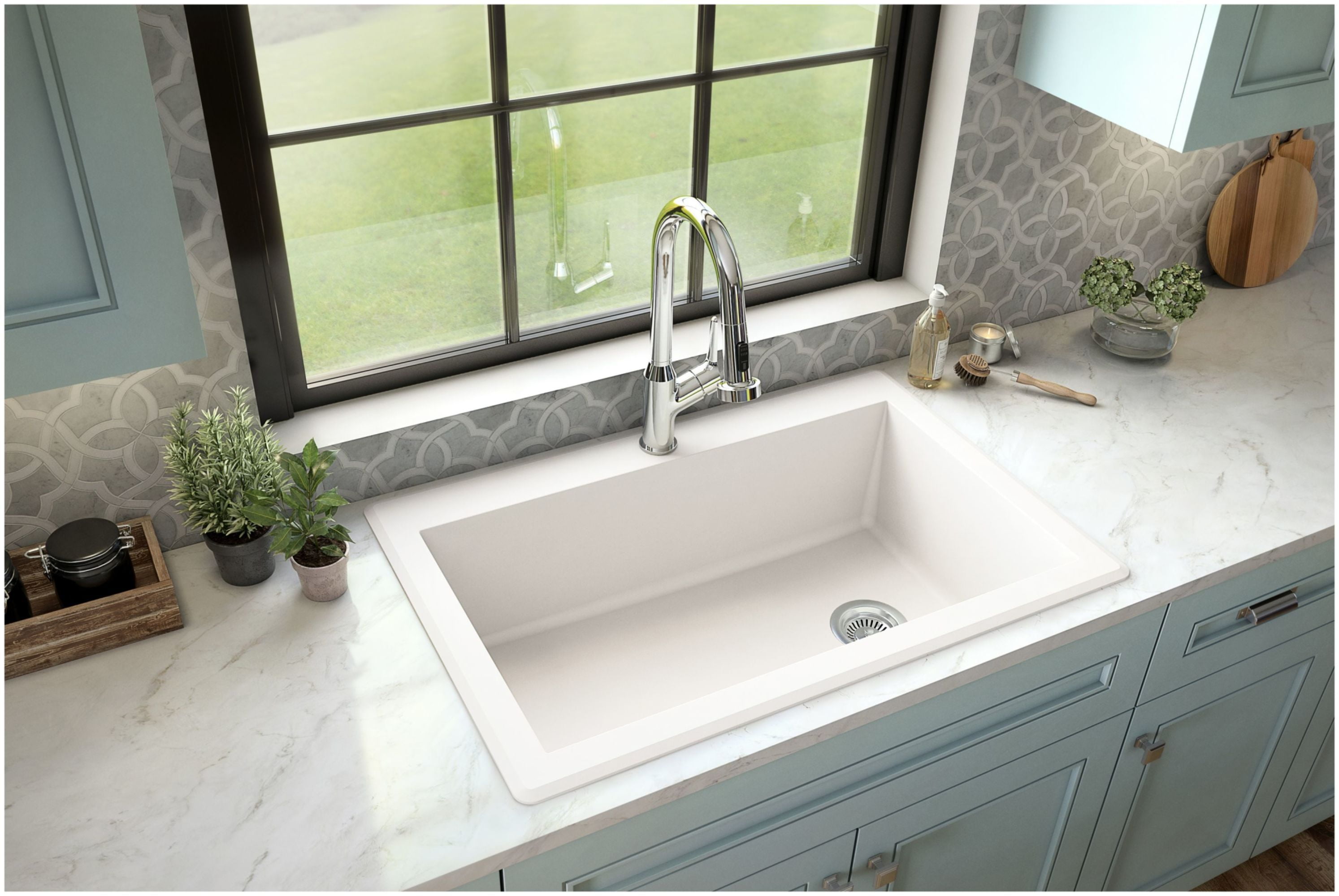 Karran QT-670 Drop-In Quartz Composite 33 in. 1-Hole Single Bowl Kitchen Sink in Brown