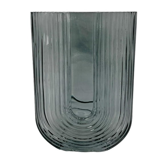 Bergamo Art 9 Inch Tall Decorative Handmade Glass U-shape Flower Vase in Blue