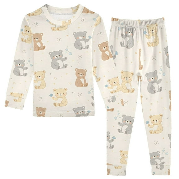 joogoo Cute Bears 2 Piece Long Sleeve Tee and Pants Cotton Pajama Set 5Y