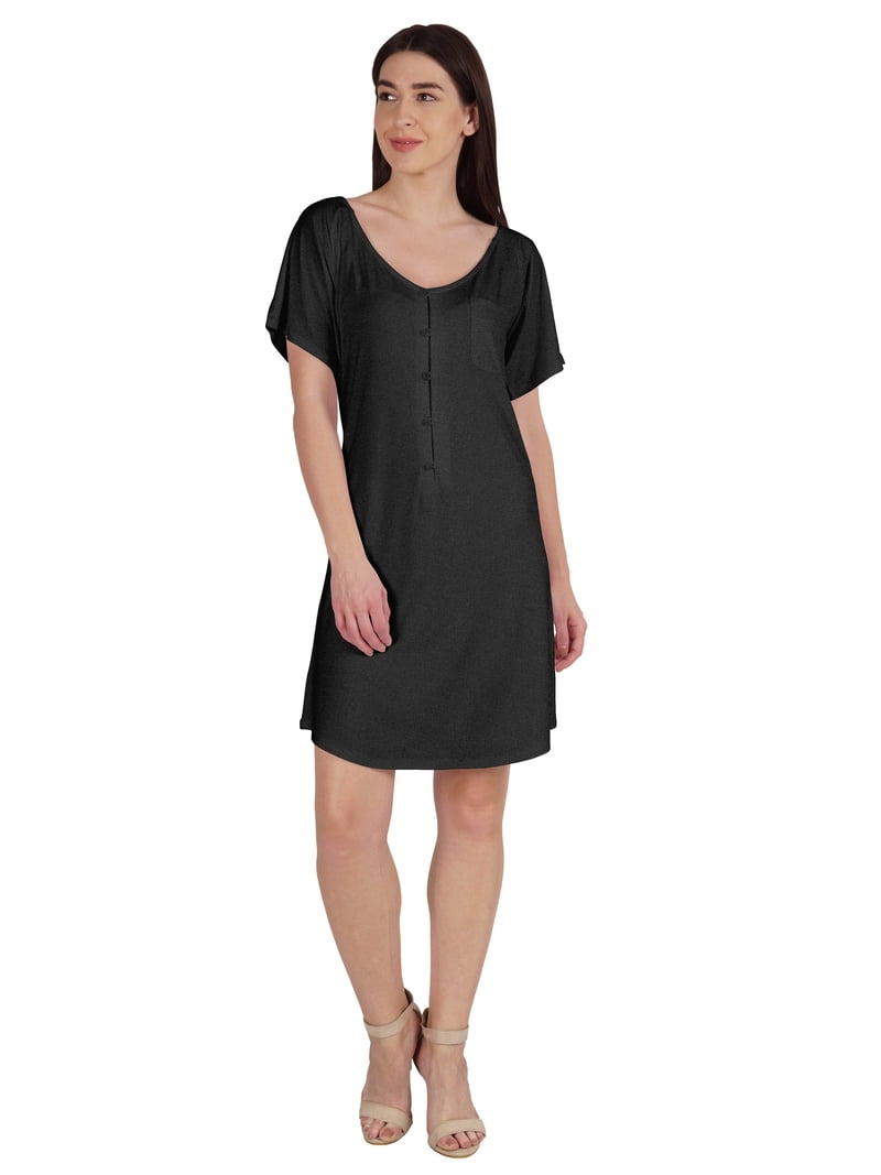 Inkmeso Plain Swing Dress Knee Length Cotton Jersey Basic Dress w/ Patch  Pocket - Walmart.com