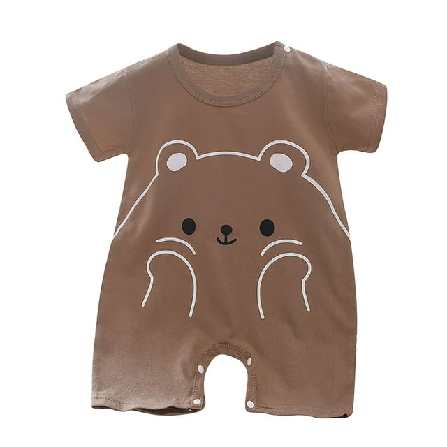 Newborn Baby Boy Girl Short Sleeve Button Romper Jumpsuit One-Piece Outfits Clothes