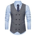 thumbnail image 3 of SPRING PARK Vintage Men's classic Sleeveless Double-breast Herringbone Twill Waistcoat Gentle Business Vest, 3 of 6