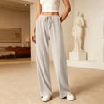 thumbnail image 5 of HomeDM Lounge Pants for Women Straight Leg Drawstring Casual Trousers Beige Athletic Work Pants with Pockets Size L, 5 of 6
