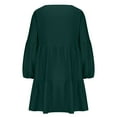 thumbnail image 5 of Dyegold Shift Dress For Women Long Sleeve Ruffle Hem Tunic Dresses 2023 Fall Casual Loose V Neck Short Mini Swing Dresses, 5 of 6