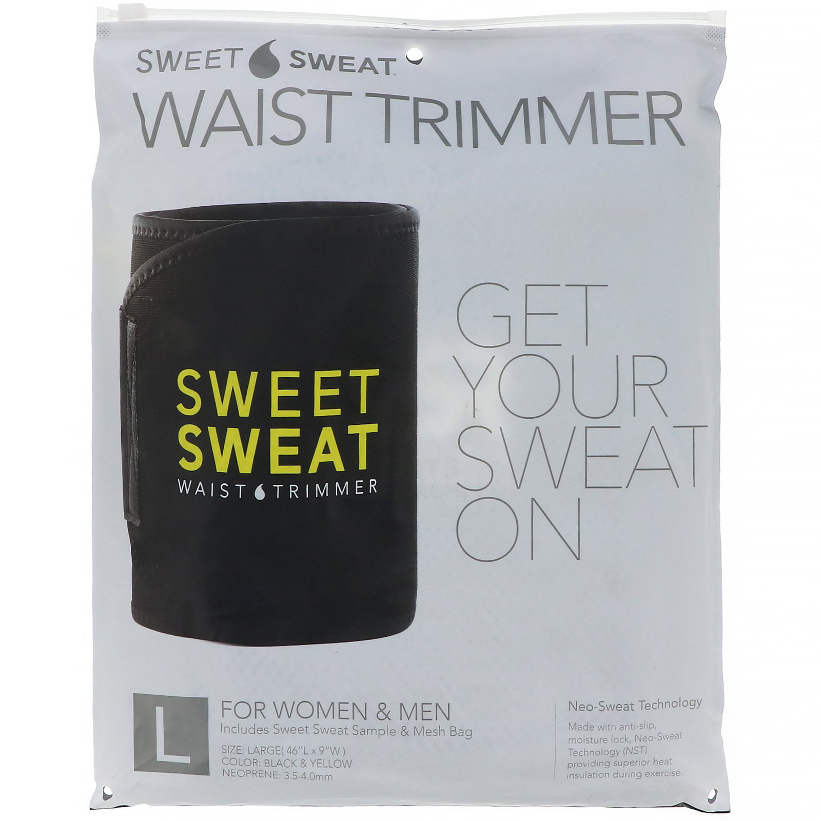 Sports Research Sweet Sweat Waist Trimmer, Large, Black & Yellow, 1 Belt - Walmart.com - Walmart.com