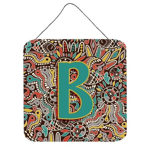 Letter B Retro Tribal Alphabet Initial Wall or Door Hanging Prints