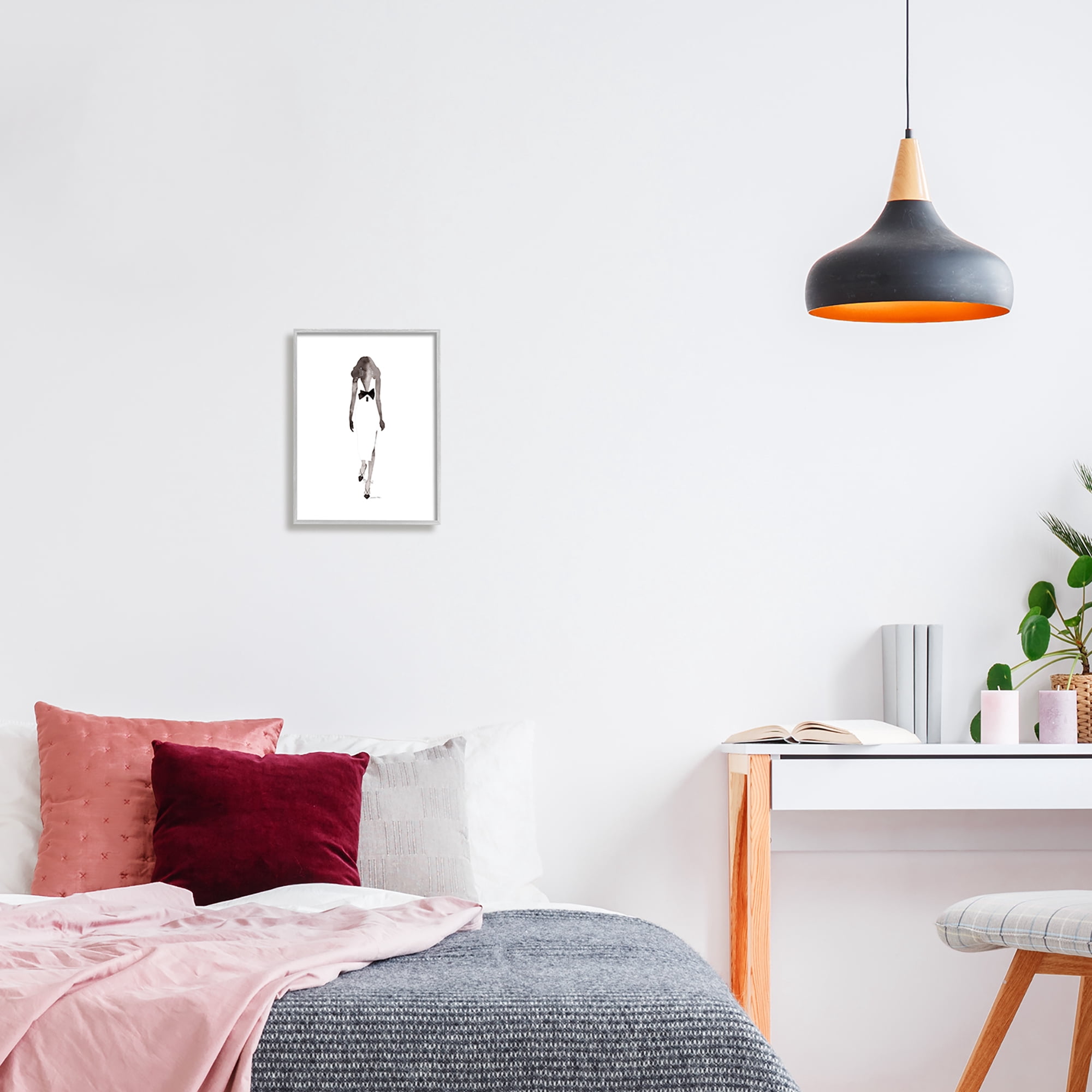 Stupell Industries Minimal Woman on White Beauty & Fashion Painting Gray Framed Art Print Wall Art, 11 x 14