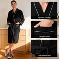 thumbnail image 4 of Men’s Waffle Robe, 3/4 Sleeve Lightweight Bathrobe for Men, Breathable Kimono Spa Robe Hotel Lounge Shower Robe for Home Travel Resort,L-XL Black, 4 of 7