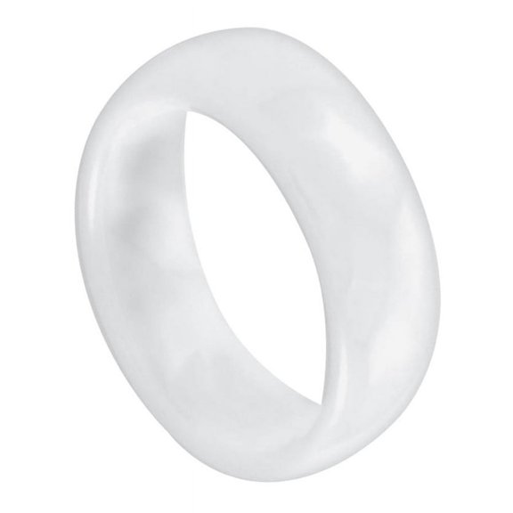 7mm White Ceramic Domed High Polished Wedding Band Ring For Men Or Ladies