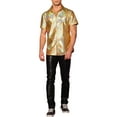 thumbnail image 2 of INSPIRE CHIC Holographic Shirts for Men's Crew Neck Short Sleeves Metallic Tops, 2 of 5