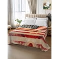 thumbnail image 2 of Retro American Flag Queen Size Flat Sheet, Wrinkleproof & Fadeproof Cooling Flat Bed Sheet Only, Vintage Red Strip Star US Flag Breathable Soft Bedding Top Sheets 90 x 102 Inches, 2 of 8