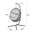 thumbnail image 5 of Abble Gray Wicker Hanging Swing Chair with Cushion and Stand - Aqua, 5 of 5