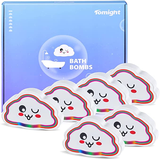 Bath Bombs Gift Set, Tomight Natural Bath Bombs Rich in Coconut, Lemon Ingredients, 6PCS Bath Bombs Set with Flowing Rainbow for Skin Moisturize,Bubble,Spa Bath, Gift Idea for Kids, Girlfriend, Women