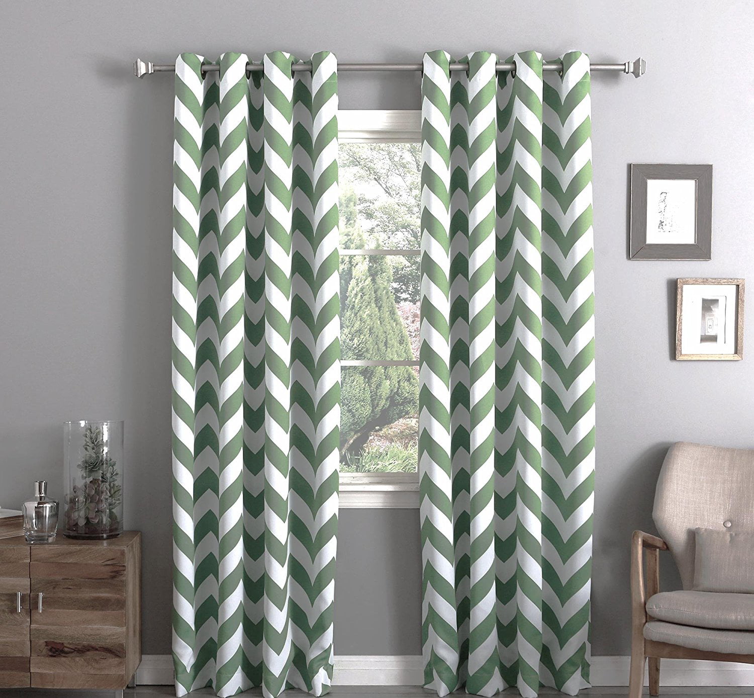 Chevron 100% Thermal Blackout Grommet Window Curtain Panel Heavy Extra Wide 