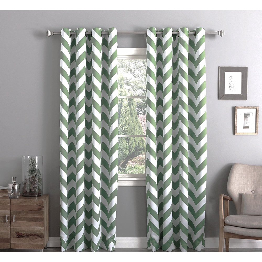 Empire Home Chevron Print 100 Thermal Insulated Blackout Window Curtain Panel 84" Long Sage