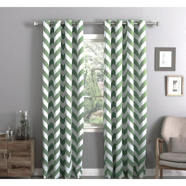 Micro Soft Grommet Thermal Insulated, Grey Chevron Curtains Blackout