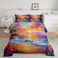 thumbnail image 2 of Erosebridal Ocean Beach Bedding Twin Comforter Set,Pink Flower Down Comforter,Summer Holiday Decor,Reversible,Lightweight,2-Piece, 2 of 8