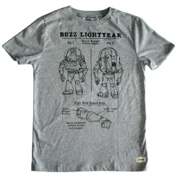 Disney Buzz Lightyear Action Figure Gray Youth T-Shirt - size LG