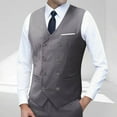 thumbnail image 3 of ZCFZJW Men's Double Breasted Suit Vests, Casual Business Vests, Slim Fit V-Neck Shawl Lapel Waistcoat,for Wedding Groom Dating Gray XL, 3 of 4