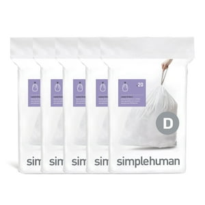 Simplehuman Code D Custom Fit Drawstring Trash Bags, 100 Count