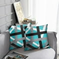 thumbnail image 4 of Set of 2 Throw Pillow Cover Turquoise Black Stripes Grey White Design Retro Teal Decorative Pillow Case Striped Home Decor Square 20x20 Inch Cushion Pillowcase, 4 of 6