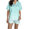 thumbnail image 4 of vdgthytj Womens 2 Piece Pajama Set Printed Short Sleeve Button down Shirts and Shorts Set Sleepwear Pjs, 4 of 7