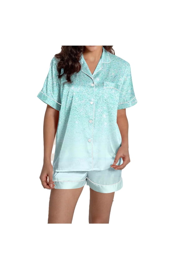 Womens Pajama Sets 2 Piece Print Button Down Short Sleeve PJ Set Summer Sleepwear Loungewear