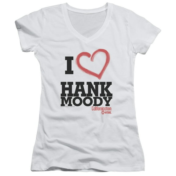 Californication I Heart Hank Moody Junior Women's V-Neck T-Shirt White