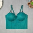 thumbnail image 2 of Xfvqtps Womens Corset Crop Tops Sling Tube Top Solid Color Flexible Boned Support Spaghetti Straps Bustier Vest Waist Corset Green, 2 of 8