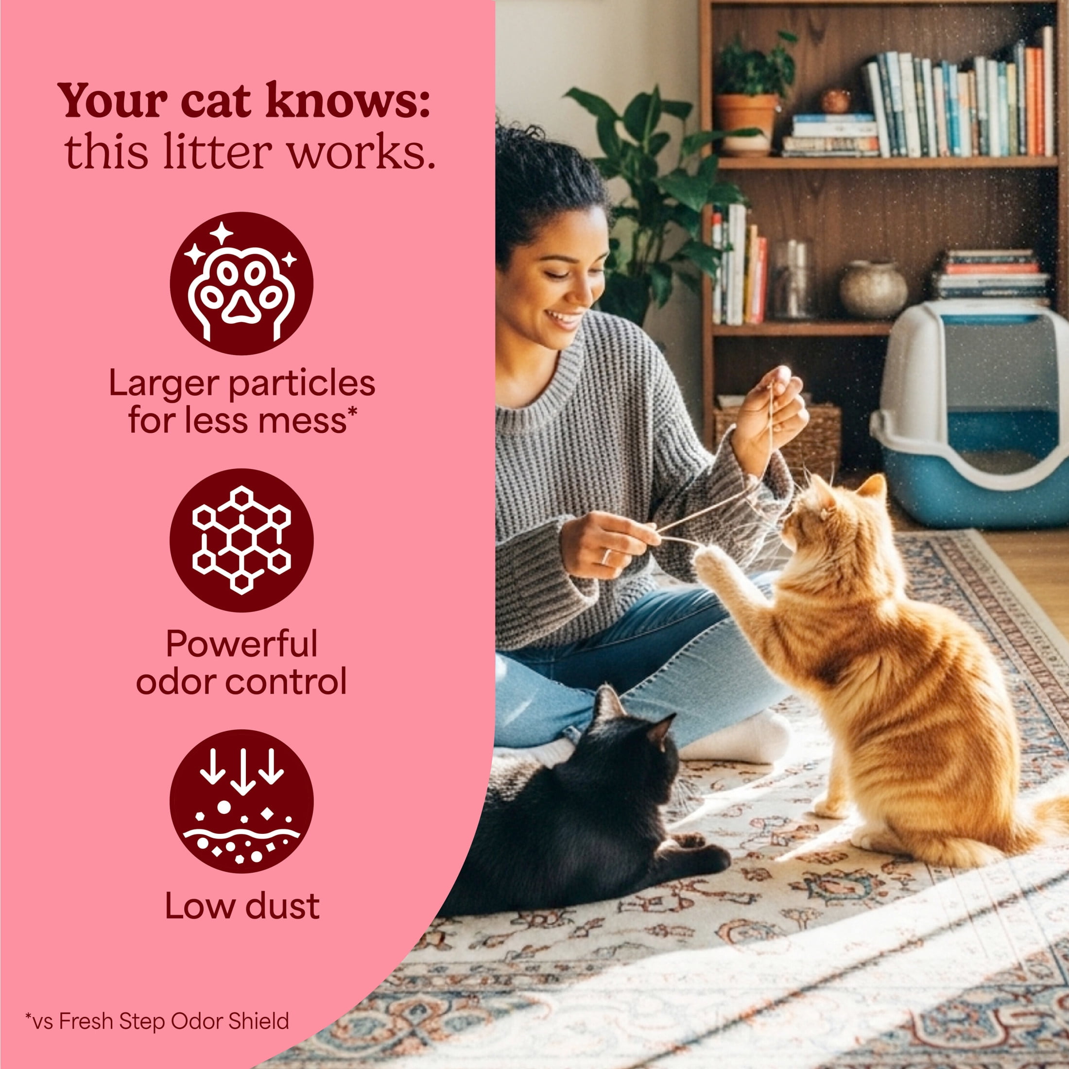 Fresh Step Clean Paws Multi Cat Clumping Litter, Febreze Freshness, 38 lb Total, Easy Pour Pouches (4 Pack)