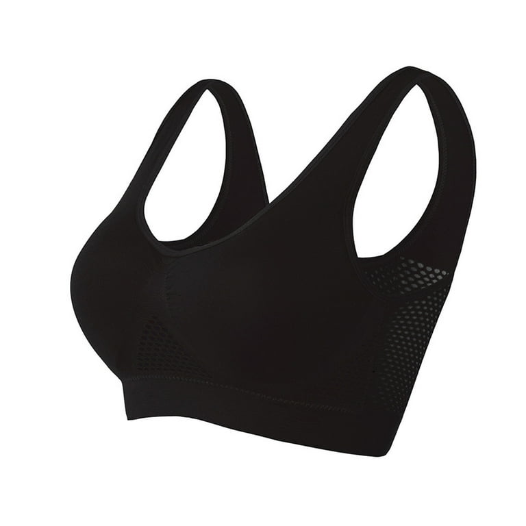 absuyy Sports Bras for Women Wire Free Breathable with Removable Pads  Seamless Yoga Workout Fitness Bra Black Size 2XL 
