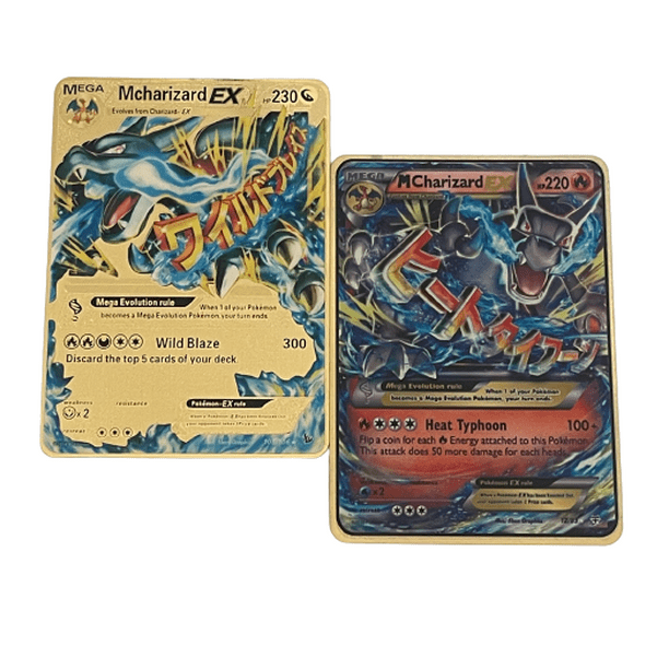 Mecha charizard Pokemon Custom Gold Metal Card Set (2pc) - Walmart.com