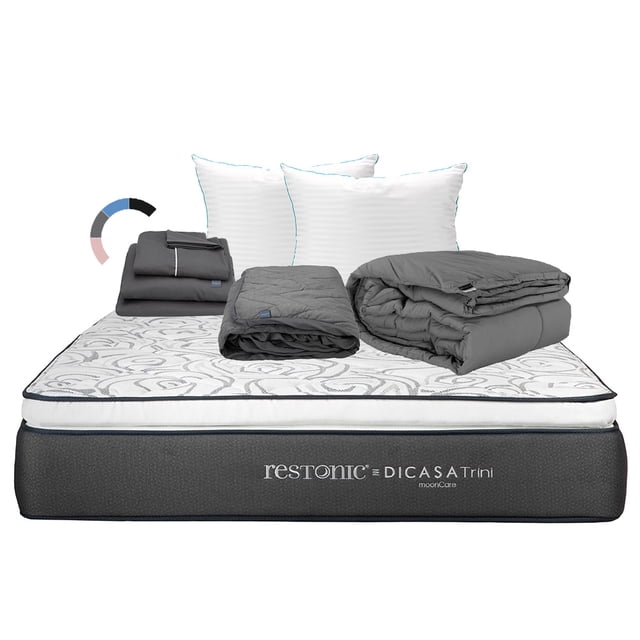 Colchon Trini Queen Size+Almohada Royal Twin+Protector Lux+Sabanas Royal+Edredon Homy