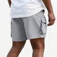 thumbnail image 4 of Garbnen Men Cargo Shorts Quick Dry Men's Bermuda Shorts Drawstring Lightweight Sports Hiking Athletic Shorts for Men with Pockets Gray 5XL, 4 of 5