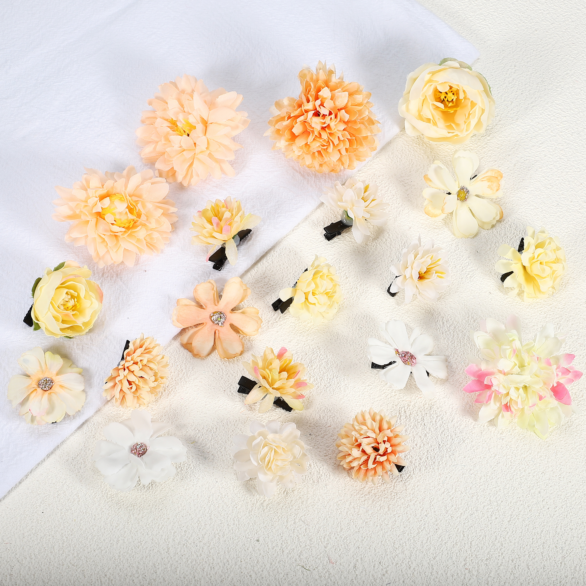 Unique Bargains 20Pcs Flower Hair Clips Flower Hair Barrettes Fake Flowers