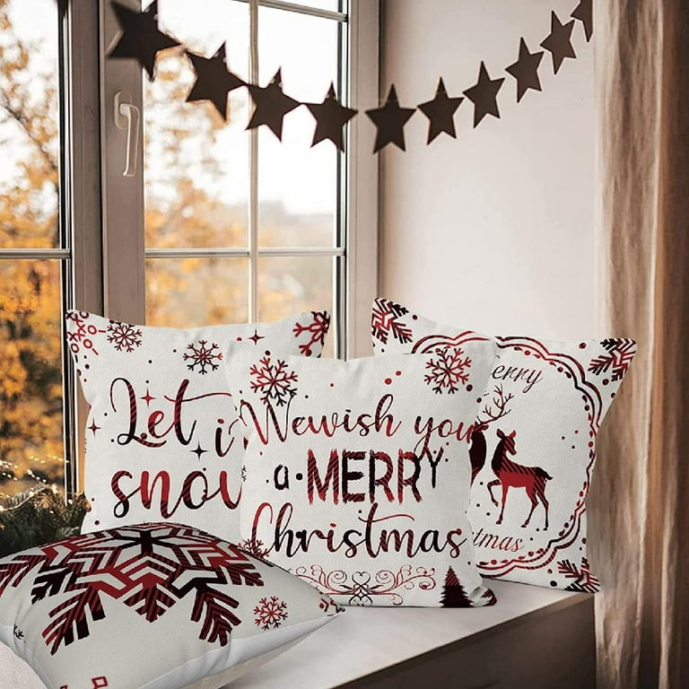 (2) Christmas Pillows~19 x 11~Sled/Berries/Script~Down Fill  Insert~Zipper~Lovely