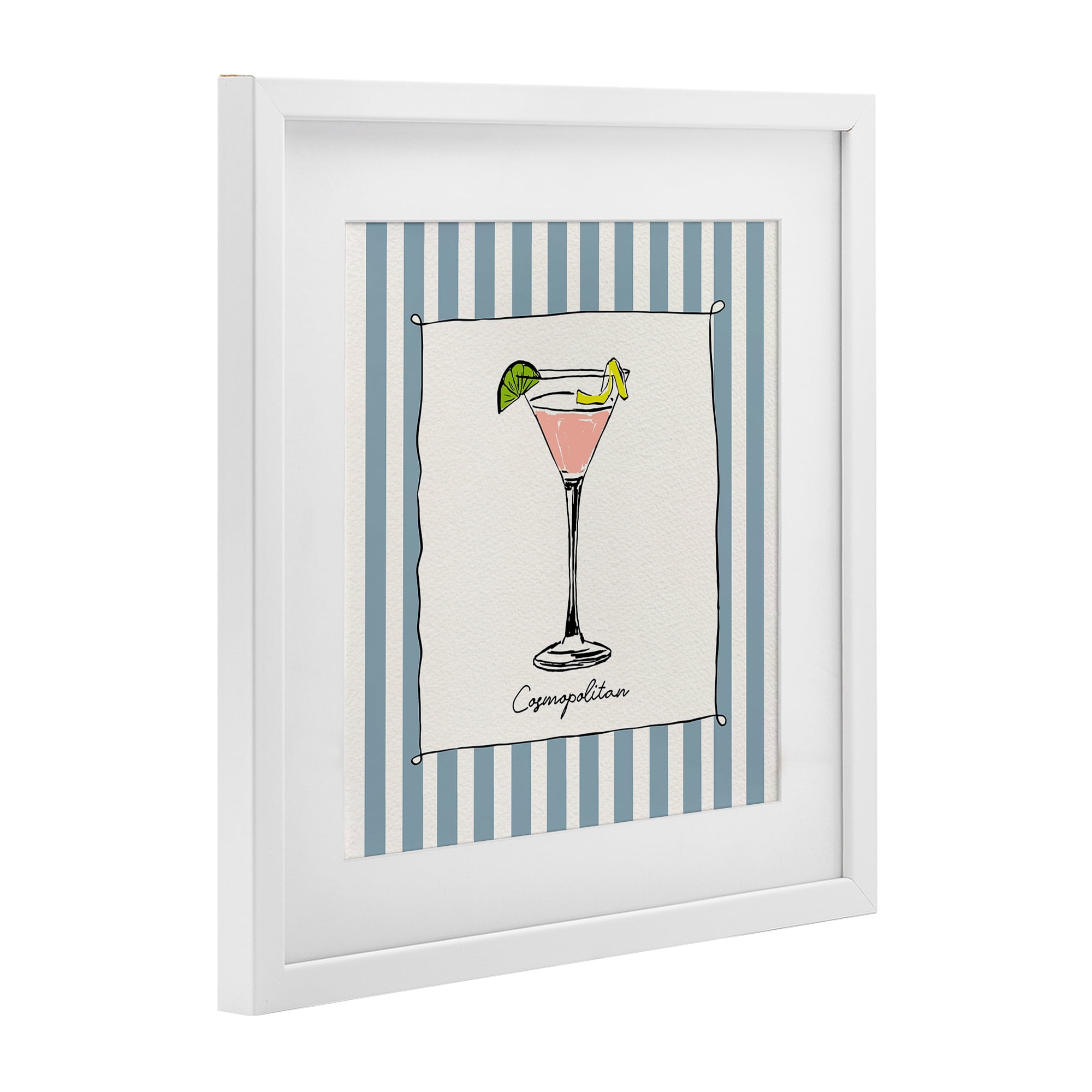 Stupell Industries Cosmopolitan Summer Stripes White Framed Print Under Glass, design by Susan Jill