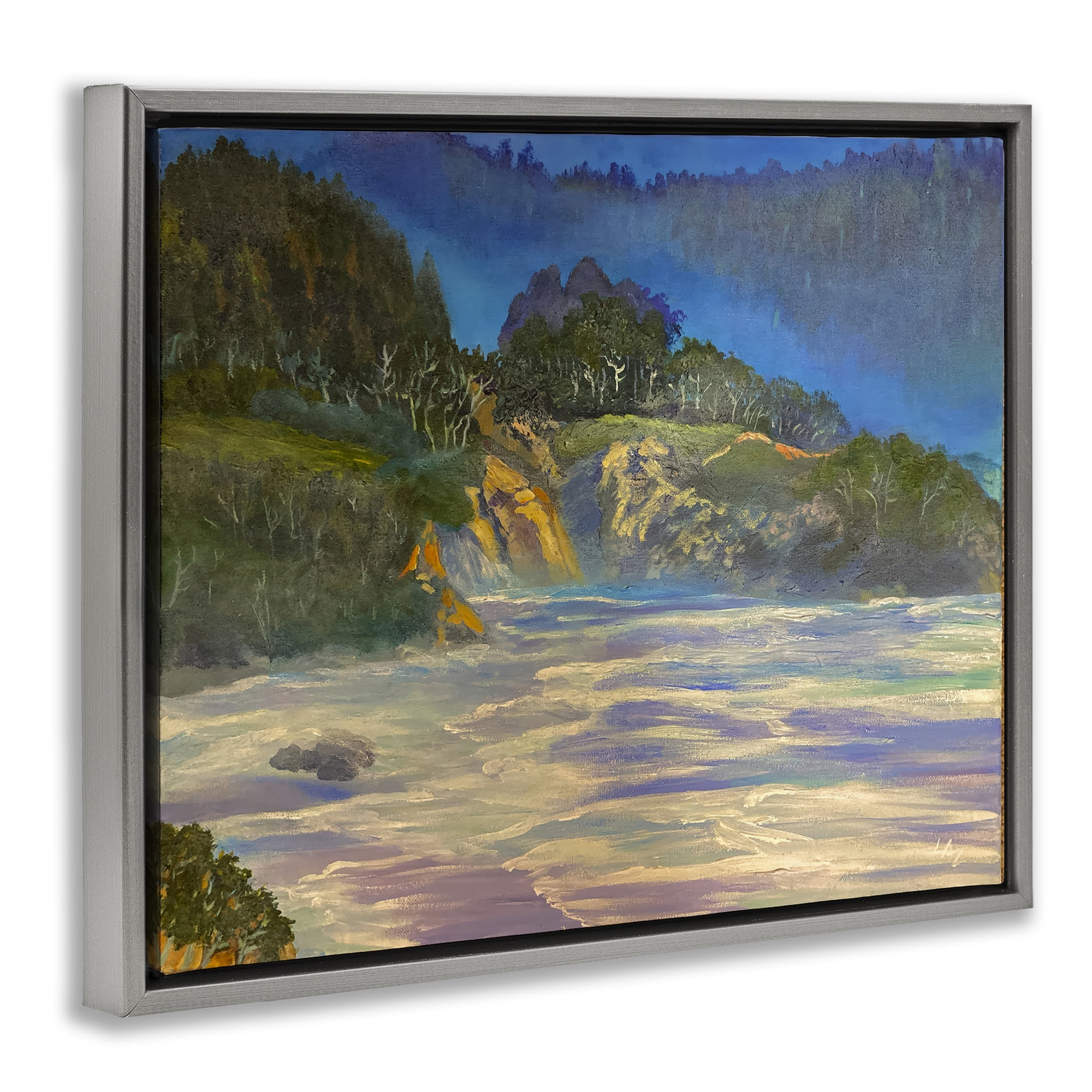 Stupell Industries Natural Wilderness Coastline Gray Framed Floater Canvas Wall Art, design by Lee Ann Zirbes