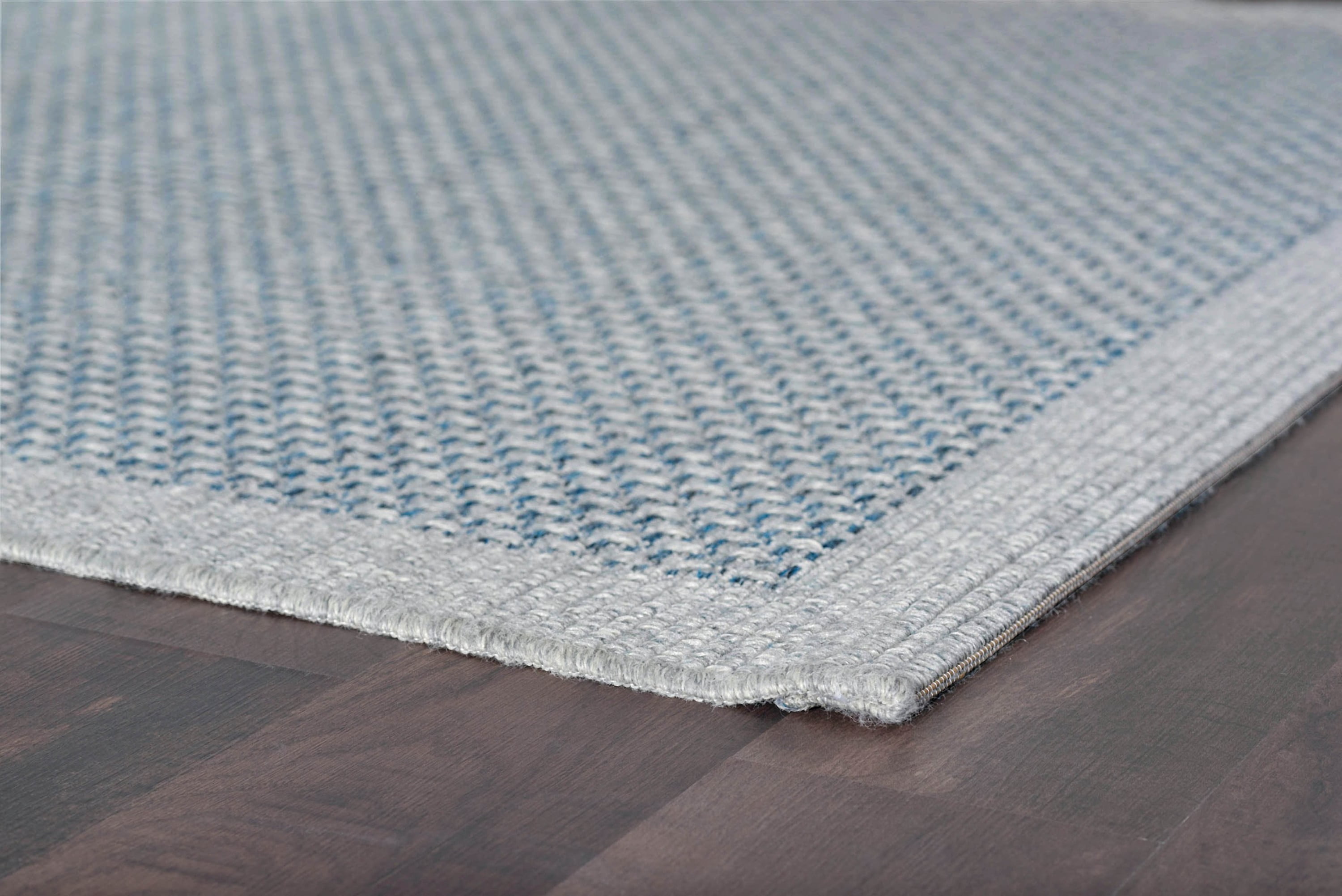 Bliss Rugs Basket Weave Solid Indoor Outdoor Area Rug for Patio, Porch, Garden | Blue, 5'3'' x 7'3''