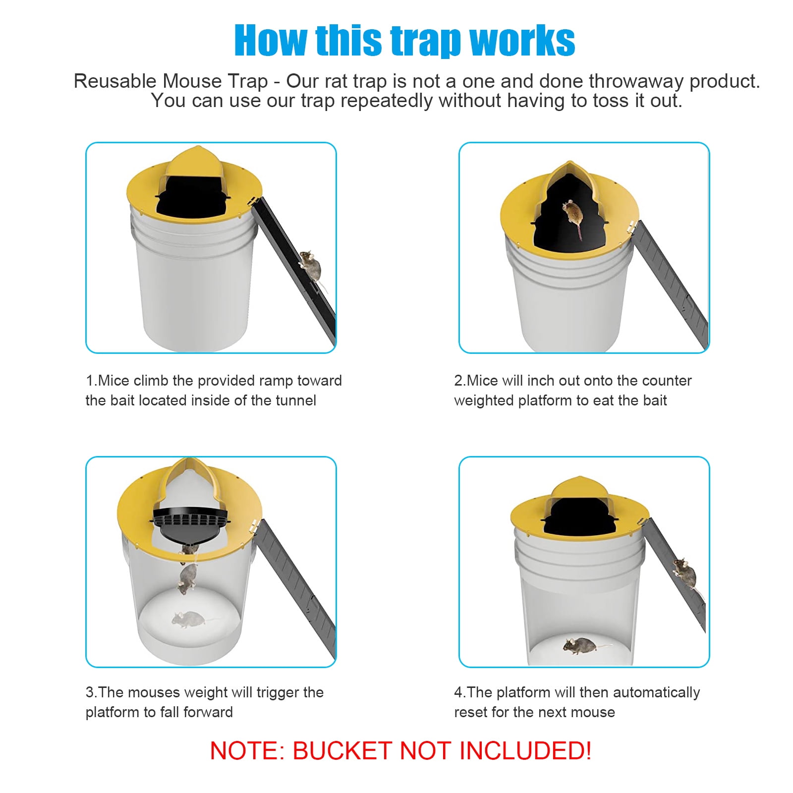 Mouse Trap Bucket Lid Humane Flip And Slide Bucket Lid - Temu