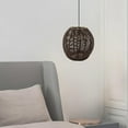 thumbnail image 2 of Pendant Lamp Shade, Handwoven Retro Style Lighting Fixture, Ceiling Light Shade Wicker Paper Rope Rattan Lampshade for Living Room Dining Room Round Brown, 2 of 8